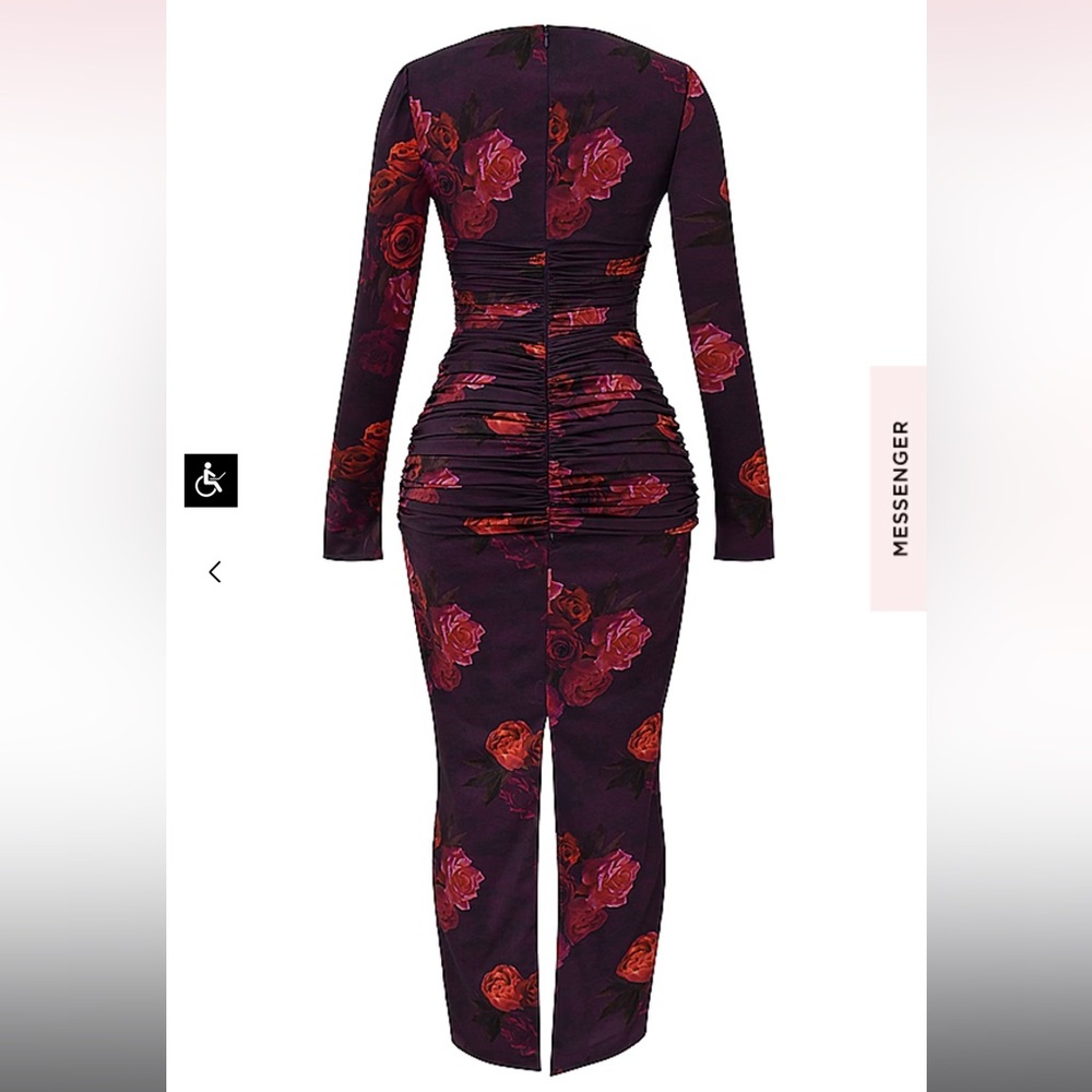 House of CB Lanetta Ruched Long Sleeve Maxi Dress Romantic Floral - Picture 7 of 9
